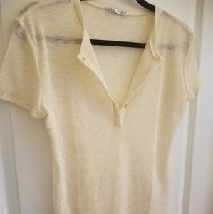 Zara cream Henley tshirt